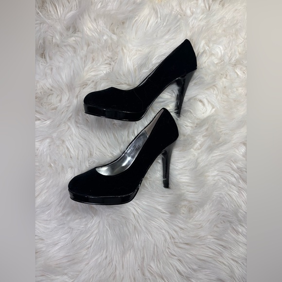 Colin Stuart Vintage 90s Soft Velvet Platform Pumps Stiletto Heels 6 mob wife - Picture 2 of 9